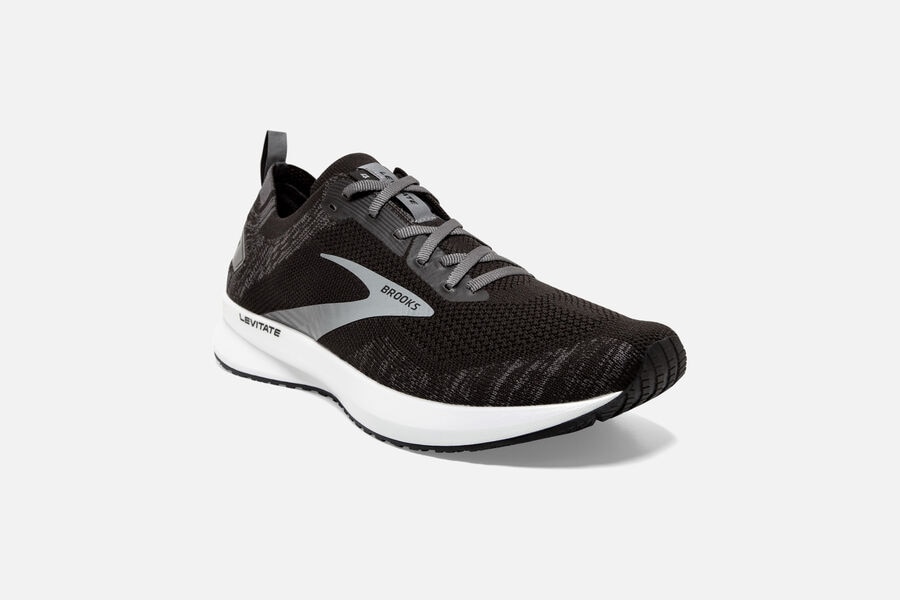 Levitate 4 Road Brooks Running Shoes NZ Mens - Black/White - QFGNEJ-591